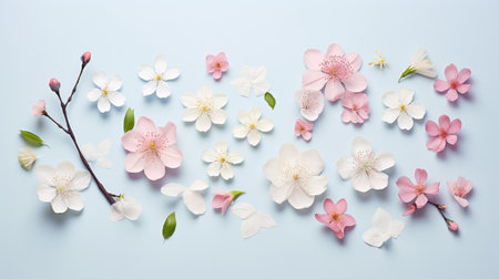floral design spring flatlay top viewの素材