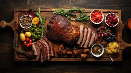 food wooden board holiday top viewの素材