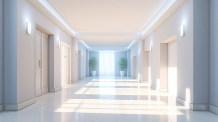 room bright inside corridor backgroundの素材