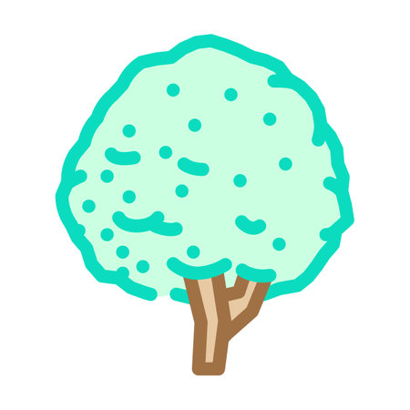 neem tree jungle amazon color icon vector illustrationのイラスト素材