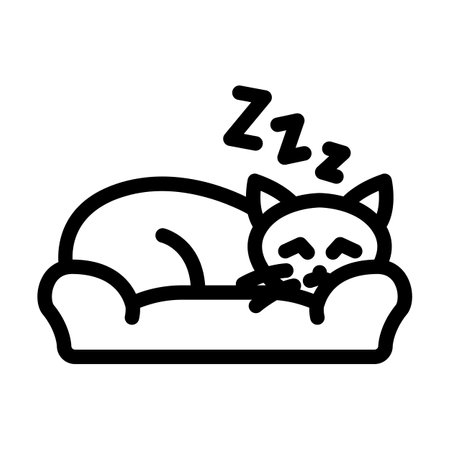 slumbering cat sleep night line icon vector illustrationのイラスト素材