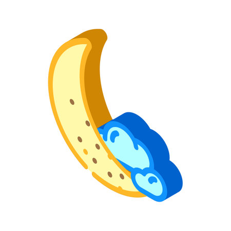 crescent moon sleep night isometric icon vector illustrationのイラスト素材