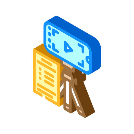 content creation social media isometric icon vector illustrationのイラスト素材