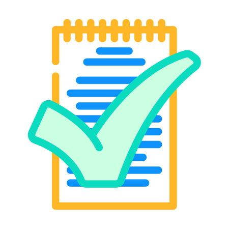 notepad check mark color icon vector illustrationのイラスト素材