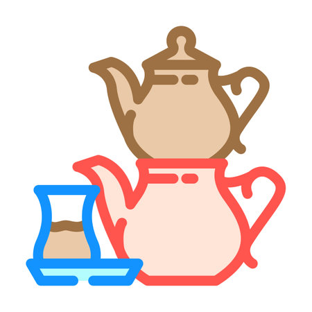 tea turkish cuisine color icon vector illustrationのイラスト素材