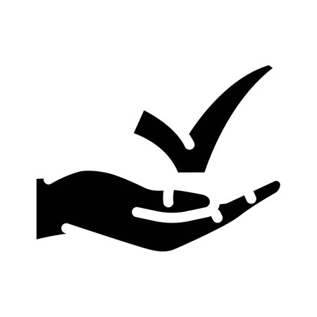 hand check mark glyph icon vector illustrationのイラスト素材