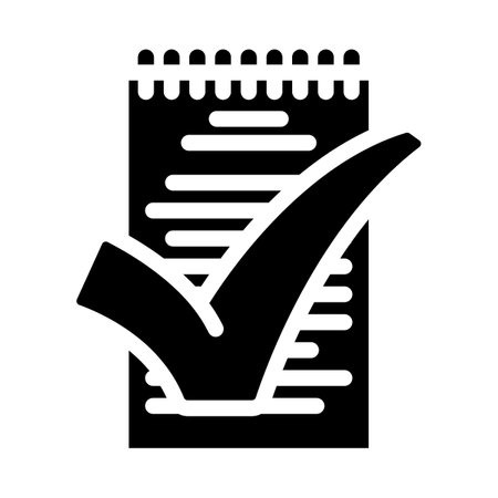 notepad check mark glyph icon vector illustrationのイラスト素材