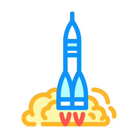 rocket launch space exploration color icon vector illustrationのイラスト素材