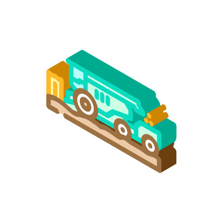 bioenergy harvesting biomass energy isometric icon vector illustrationのイラスト素材