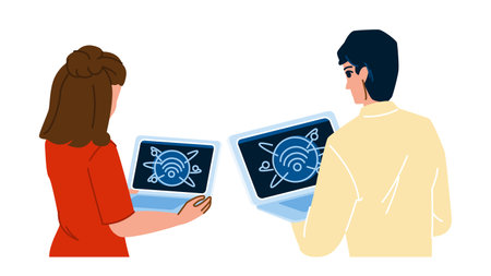 digital quantum internet vectorのイラスト素材