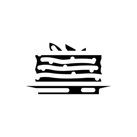lasagna dish italian cuisine glyph icon vector illustrationのイラスト素材