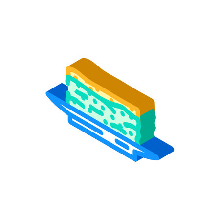 spanakopita greek cuisine isometric icon vector illustrationのイラスト素材