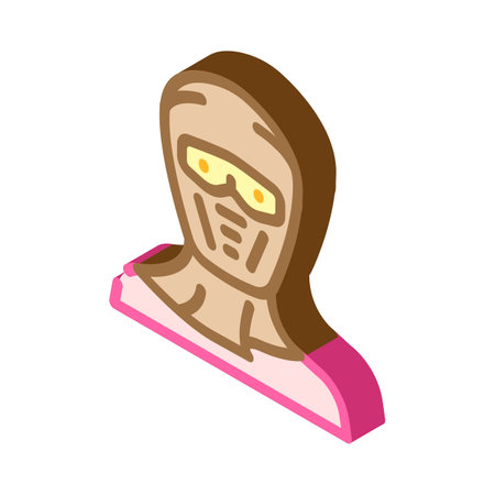 ninja mask face isometric icon vector illustrationのイラスト素材