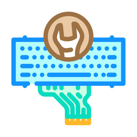 keyboard replacement repair computer color icon vector illustrationのイラスト素材