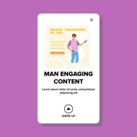 social man engaging content vectorのイラスト素材