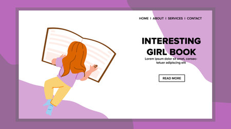 child interesting girl book vectorのイラスト素材