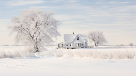 country white farmhouse buildingの素材