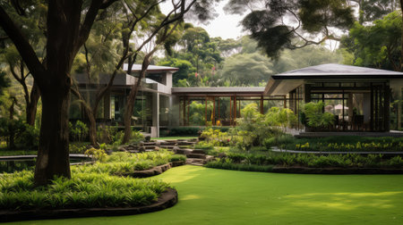 architecture garden mansion buildingの素材