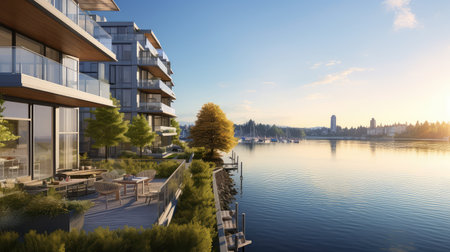 garden outdoor condominium buildingの素材