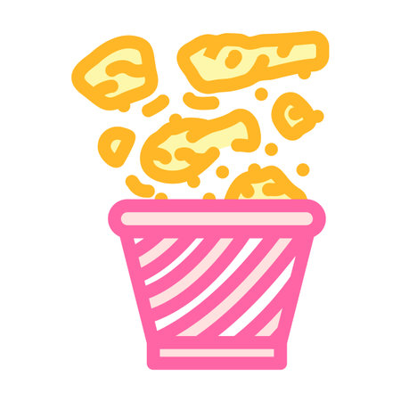 fried chicken fast food color icon vector illustrationのイラスト素材