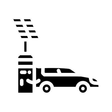 charging station solar panel glyph icon vector illustrationのイラスト素材