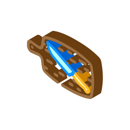 cutting board restaurant equipment isometric icon vector illustrationのイラスト素材