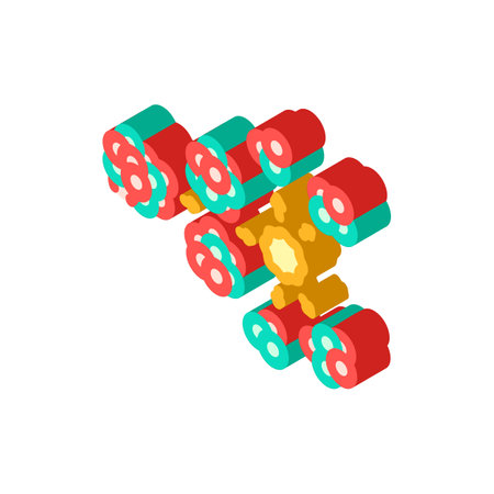 chain reaction nuclear energy isometric icon vector illustrationのイラスト素材