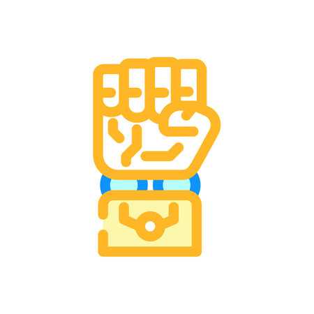 fist robot hand gesture color icon vector illustrationのイラスト素材