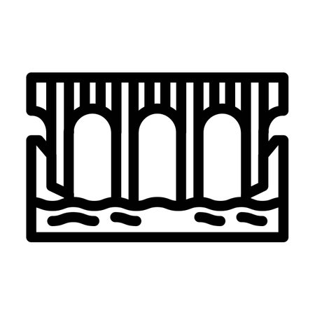 viaduct bridge line icon vector illustrationのイラスト素材