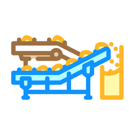 conveyor wood pellets color icon vector illustrationのイラスト素材