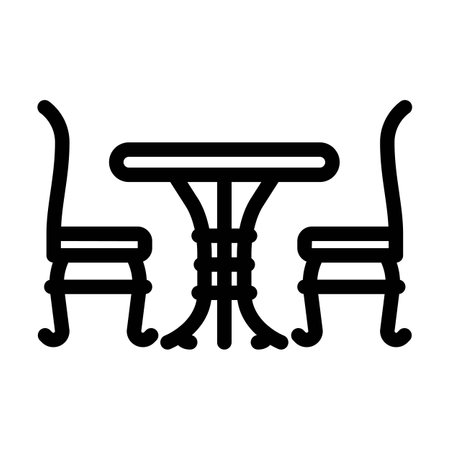 bistro set outdoor furniture line icon vector illustrationのイラスト素材