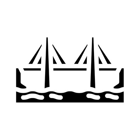 cable-stayed bridge glyph icon vector illustrationのイラスト素材
