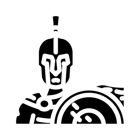 gladiator sparta warrior glyph icon vector illustrationのイラスト素材