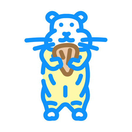 hamster eating pet color icon vector illustrationのイラスト素材