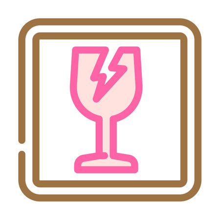 fragile product label warning color icon vector illustrationのイラスト素材