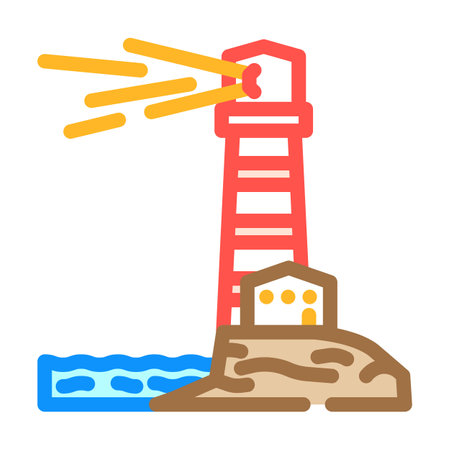lighthouse progress color icon vector illustrationのイラスト素材