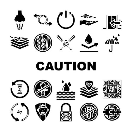 product caution label warning icons set vectorのイラスト素材