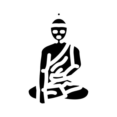 buddha siddhartha gautama glyph icon vector illustrationのイラスト素材