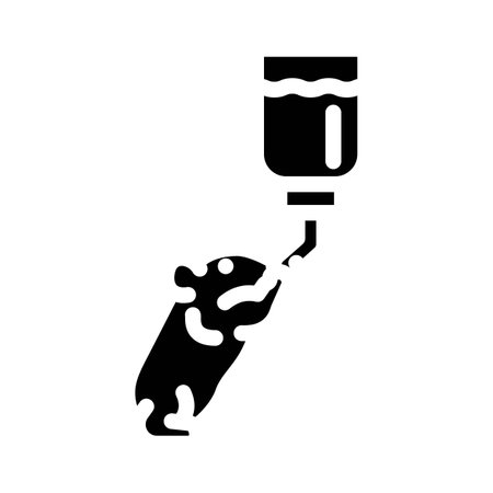 hamster drink water glyph icon vector illustrationのイラスト素材