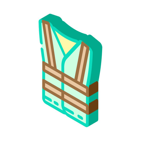 high visibility clothing ppe protective equipment isometric icon vector illustrationのイラスト素材