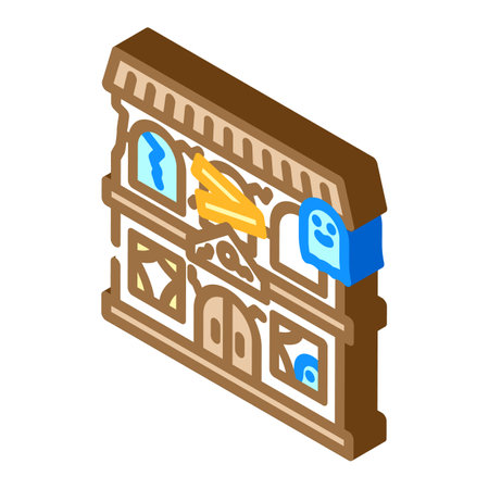 haunted house autumn isometric icon vector illustrationのイラスト素材