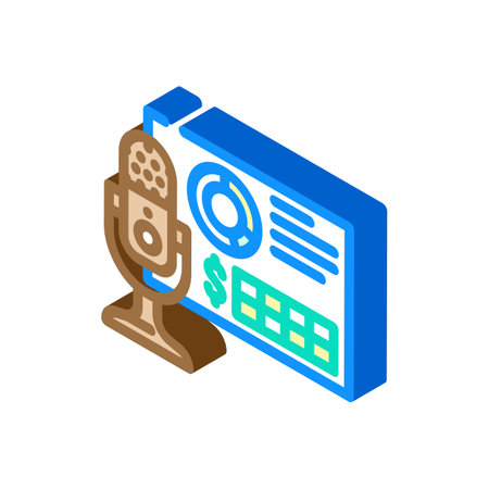 podcast monetization isometric icon vector illustrationのイラスト素材