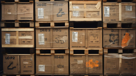 sizes pallet with boxesの素材