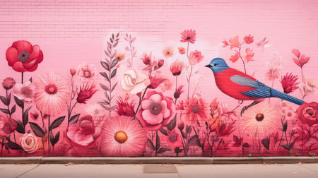 vibrant pink wall brickの素材