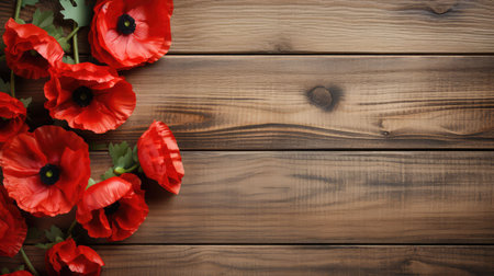 wreath memorial day wooden backgroundの素材