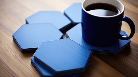 ceramic hexagon blue backgroundの素材