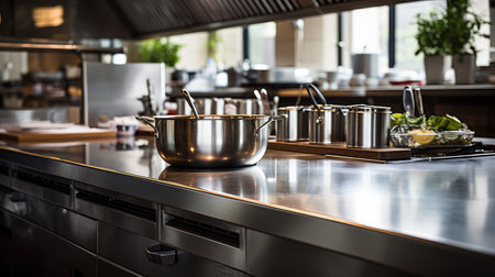 spotless clean restaurant kitchenの素材