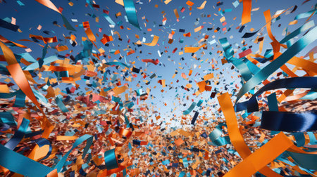 party blue and orange confettiの素材