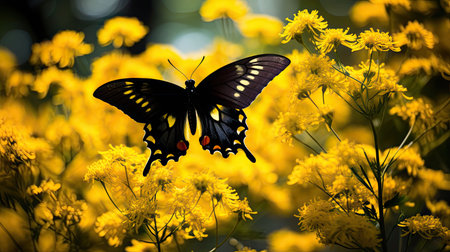 shot black and yellow butterflyの素材