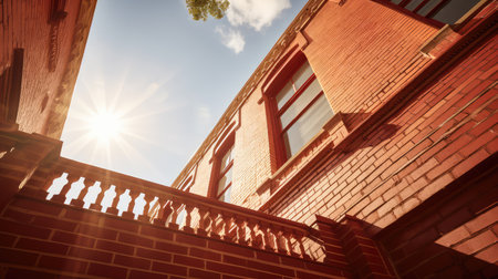 architecture red painted brickの素材